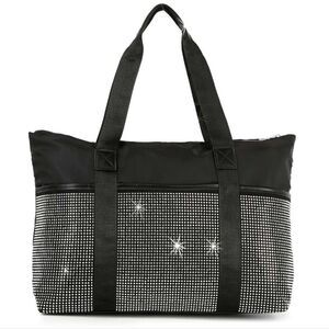 Gorgeous Black Oversized Tote Bling Bag Studded Weekender Activewear
